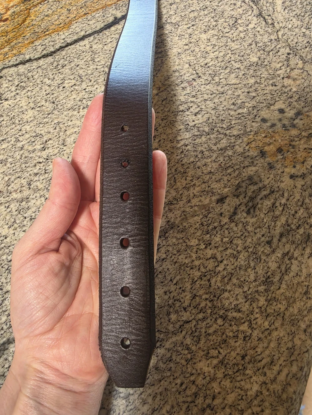 Brown Leather Belt with Brass Buckle - Small